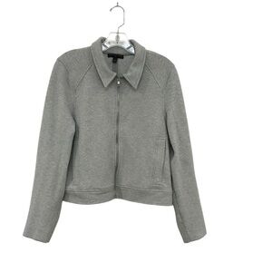 Banana Republic Womens Gray Knit Cropped Jacket Zip Front Sleeves Size Large